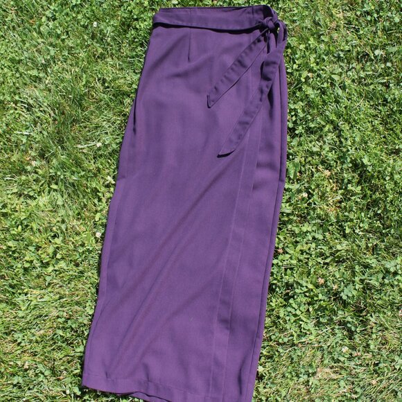 90s Le Chateau Purple Wrap Maxi Skirt Small / 25W - Picture 4 of 5